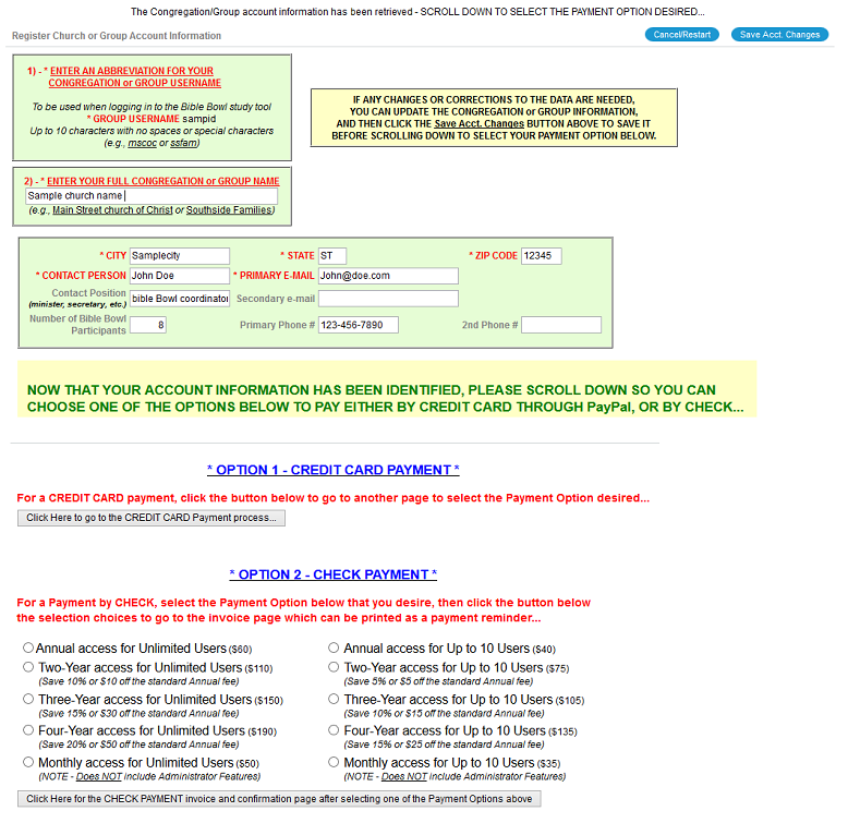 L2L Registration page